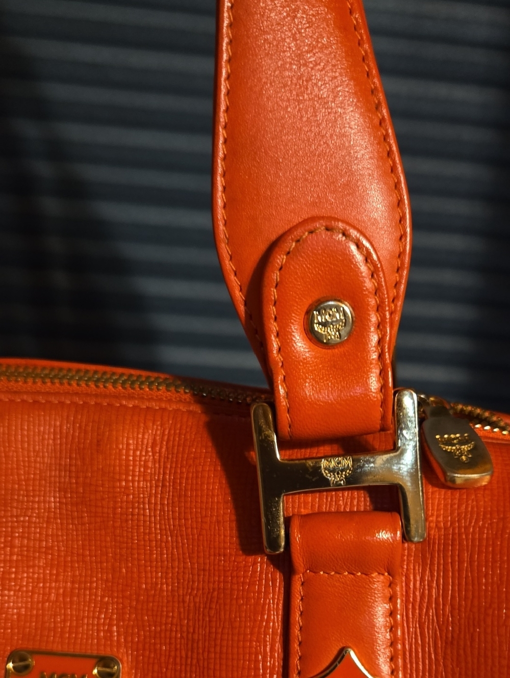 MCM Bright Orange Small Boston Satchel Bag - Picture 10 of 14
